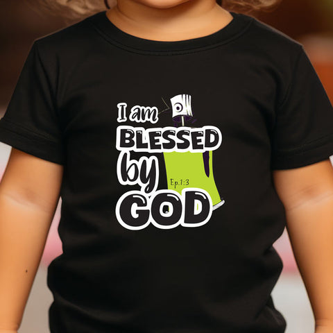 Toddler Short Sleeve Tee – "I Am Blessed by God"