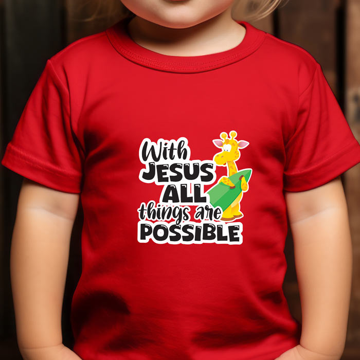 Toddler Short Sleeve Tee – "With Jesus All Things Are Possible"